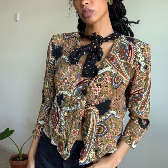 Vintage neck tie blouse - Picture 2 of 5
